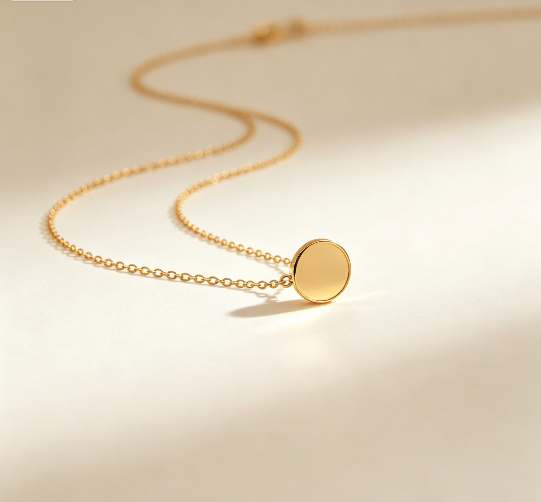 Minimalist Round Disc Thin Gold Necklace