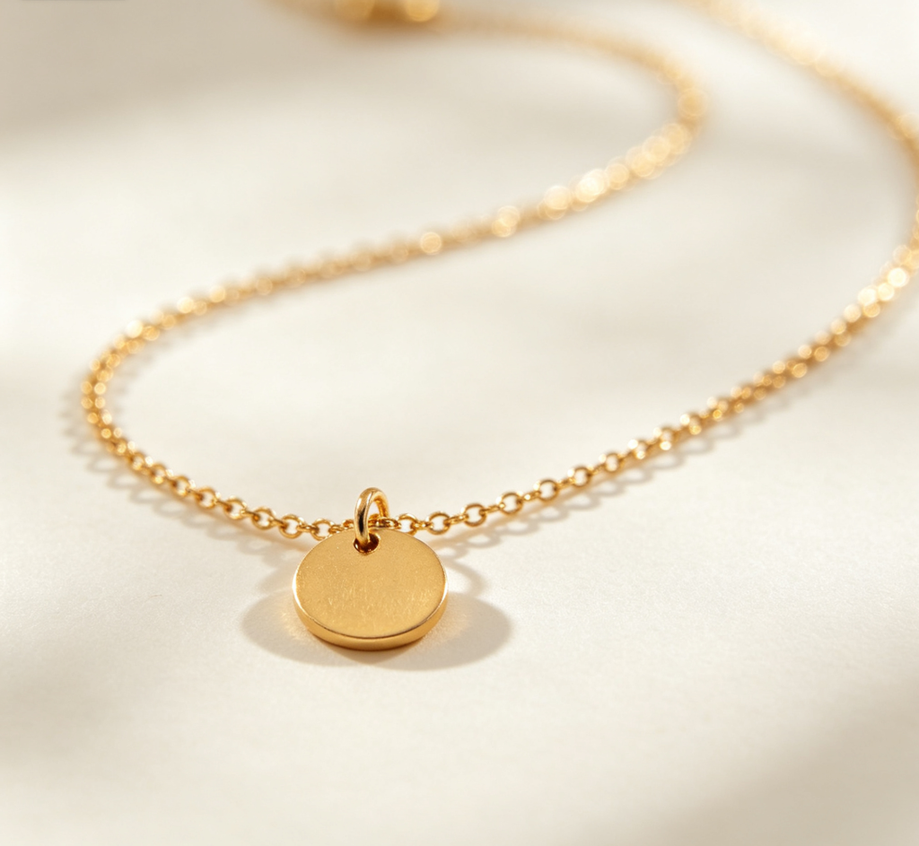 Minimalist Round Disc Thin Gold Necklace