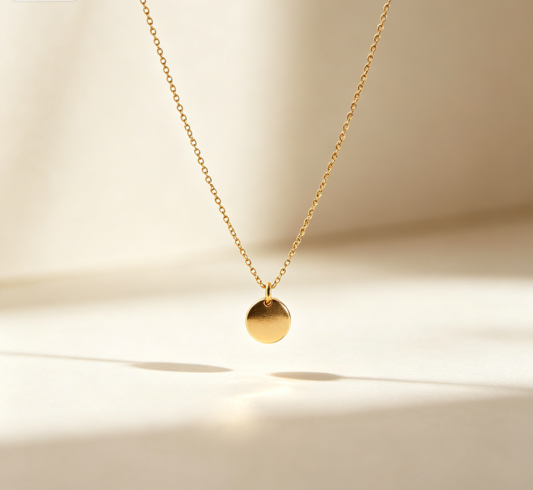 Minimalist Round Disc Thin Gold Necklace